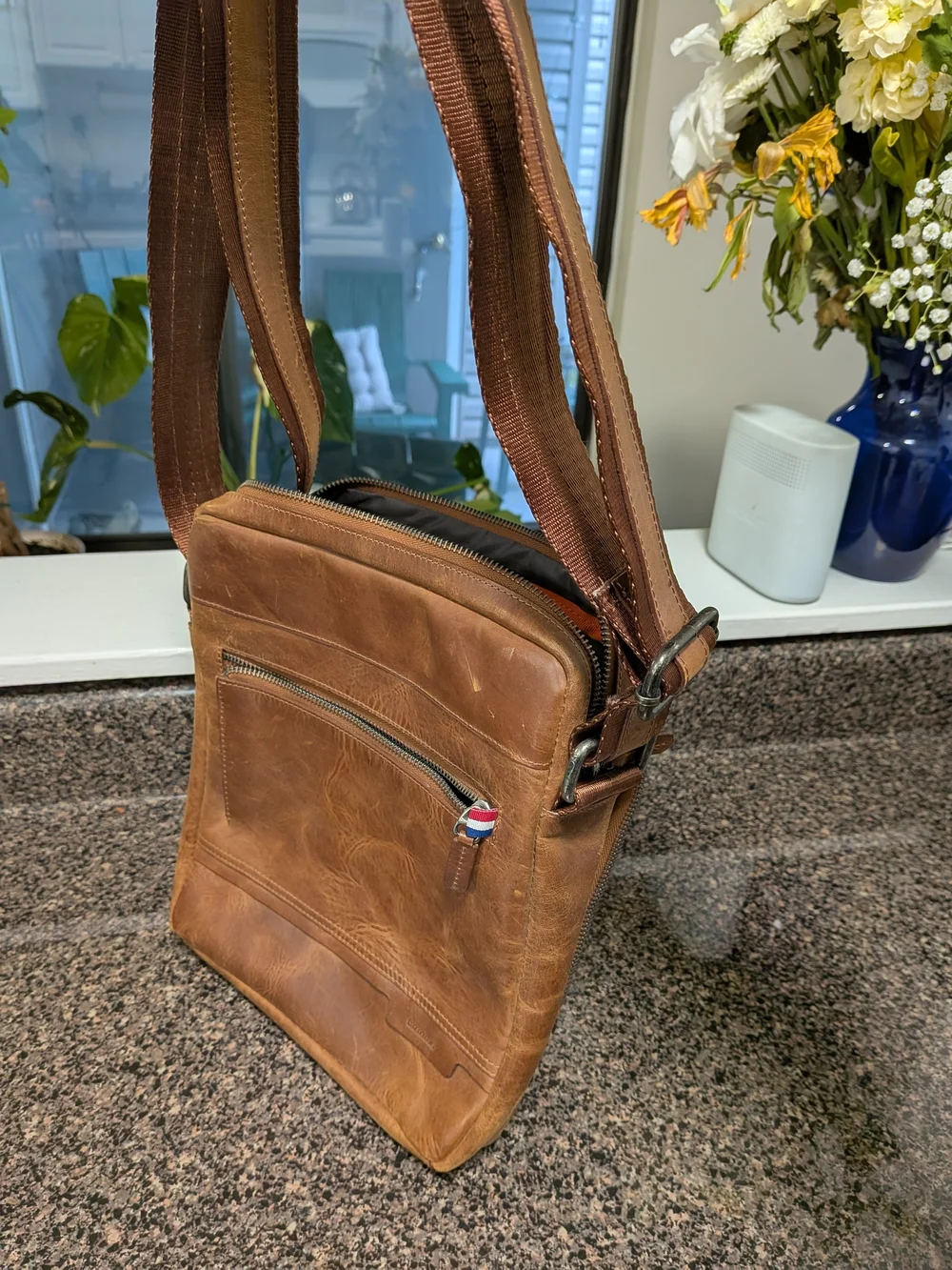 Men's Brown Leather Crossbody Bag - Classic Everyday Carry